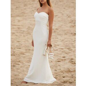 Lulus Melt My Heart White Strapless Mermaid Maxi Dress (XS)